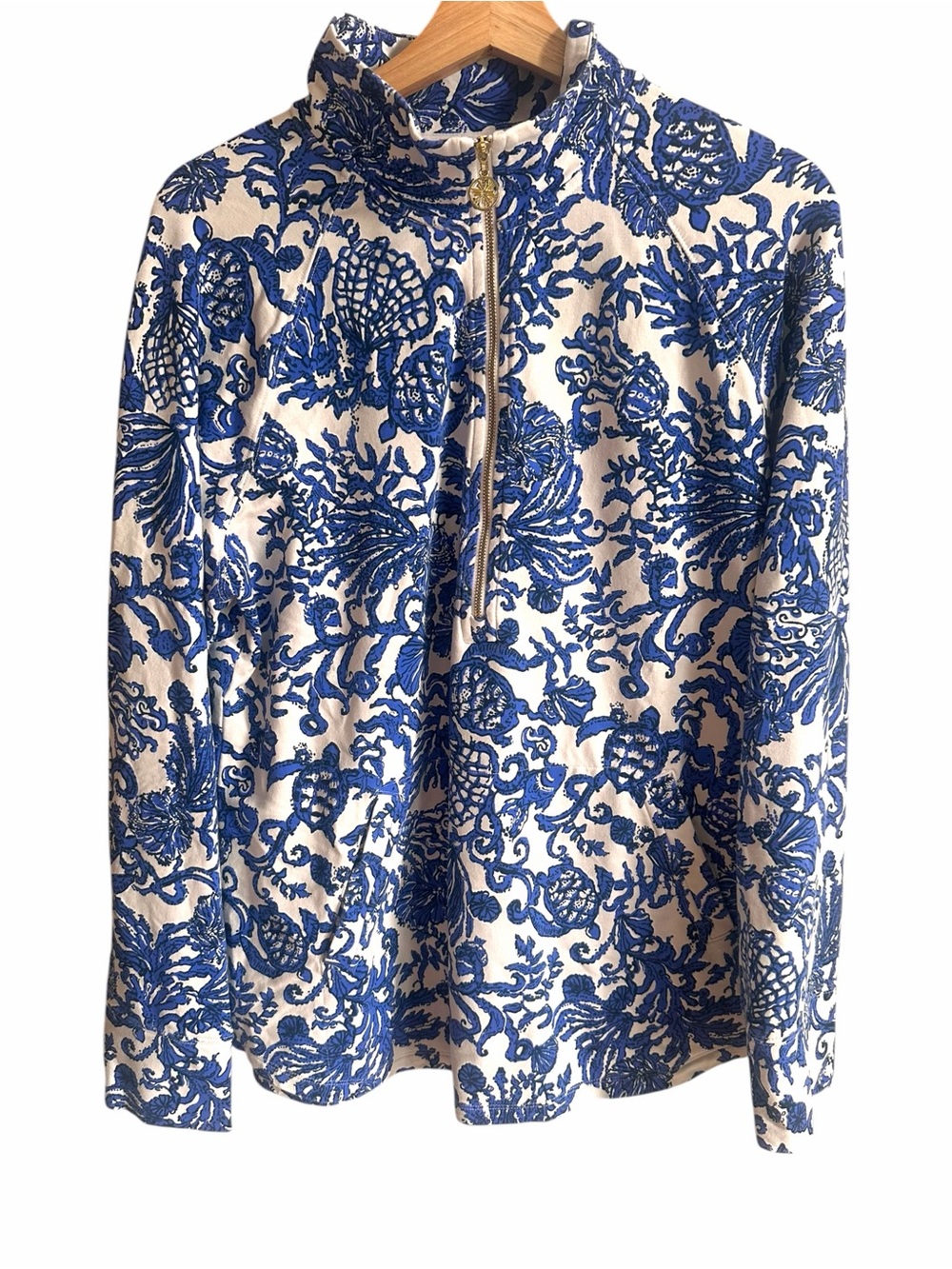 Lilly Pulitzer Turtle Fish Blue/ White Skipper Popover Size XL